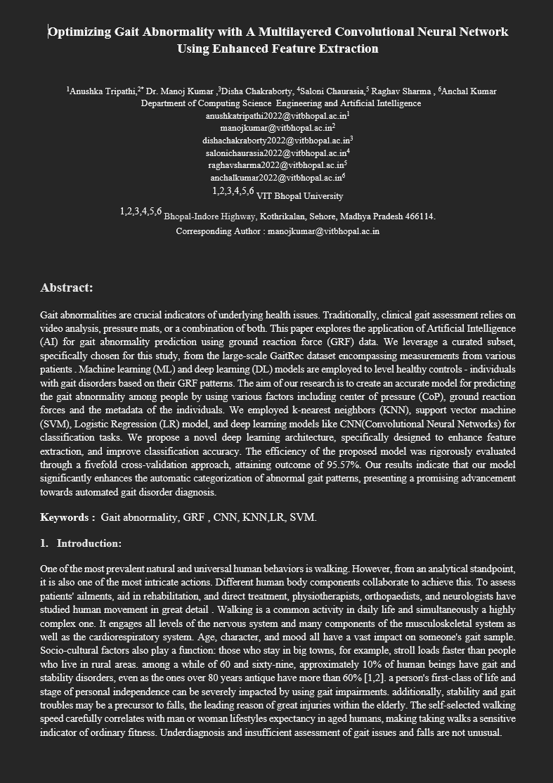 First page of gait research paper